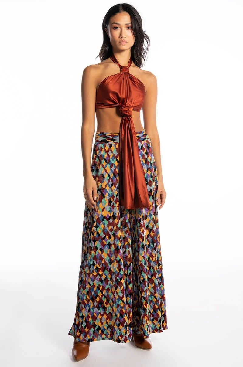 RULES DON'T APPLY SLEEVELESS SATIN HALTER BLOUSE RULES DON'T APPLY SLEEVELESS SATIN HALTER BLOUSE -FootJoy Store rules dont apply sleeveless satin halter blouse rust 9 9