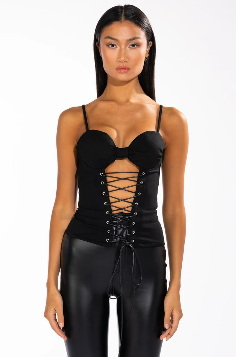 SEXY LIL THANG LACE UP CORSET TANK SEXY LIL THANG LACE UP CORSET TANK -FootJoy Store sexy lil thang lace up corset tank black 3 3