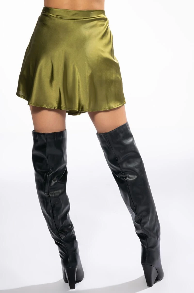 THINKING ABOUT FOREVER SATIN MINI SKATER SKIRT - Image 6