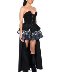 UNBOTHERED HIGH LOW HEM RUFFLE MAXI SKIRT -FootJoy Store unbothered high low hem ruffle maxi skirt black 2 2 c1