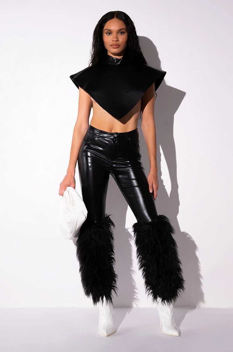 VIBE TO REMEMBER FAUX FUR VEGAN LEATHER PANT - Image 9