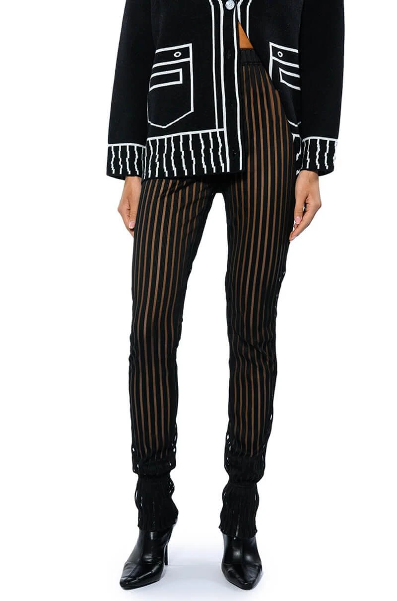 LYNN CINCHED ANKLE SHEER STRIPE LEGGING - Image 3