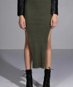 WILLA KNIT MIDI SKIRT -FootJoy Store willa knit midi skirt olive 1 1