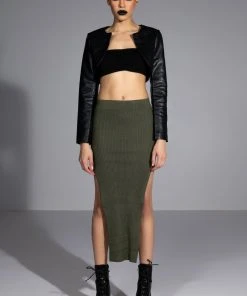 WILLA KNIT MIDI SKIRT -FootJoy Store willa knit midi skirt olive 3 3