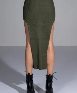 WILLA KNIT MIDI SKIRT -FootJoy Store willa knit midi skirt olive 6 6